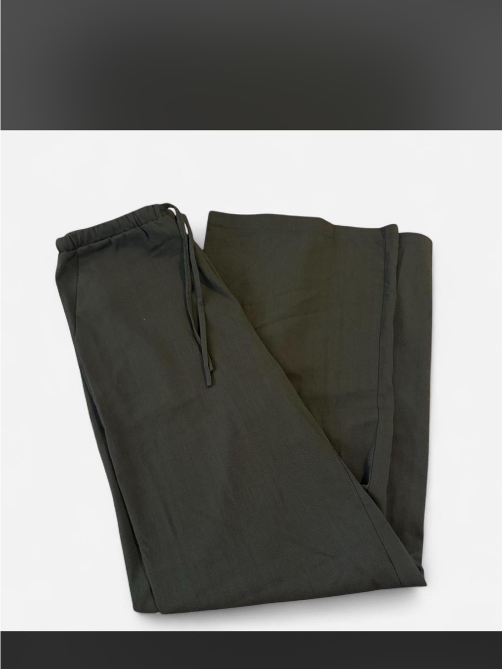 Mango women’s Drawstring linen Pants olive green